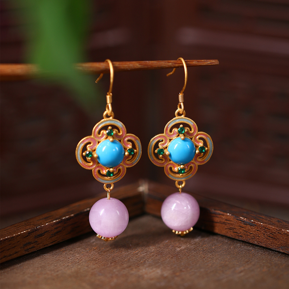 Natural Crystal Earrings, National Trend Original Handmade Earrings, Retro Chinese Style Light Luxury High-End Earrings Wholesale