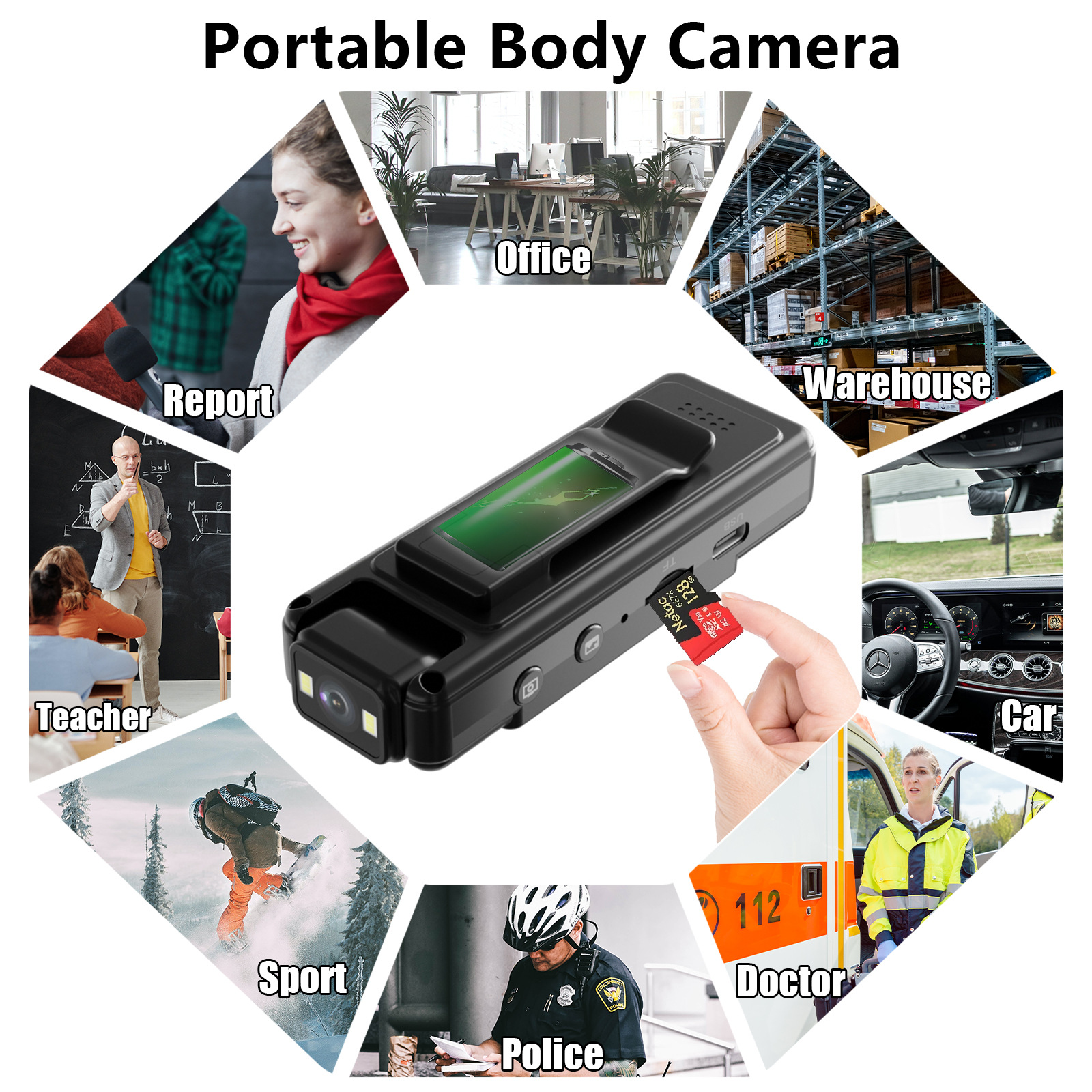 L12Wifi High-Definition Quality White Light Fill Light Night Vision Ap Connection Portable Conference Outdoor Sports Recorder
