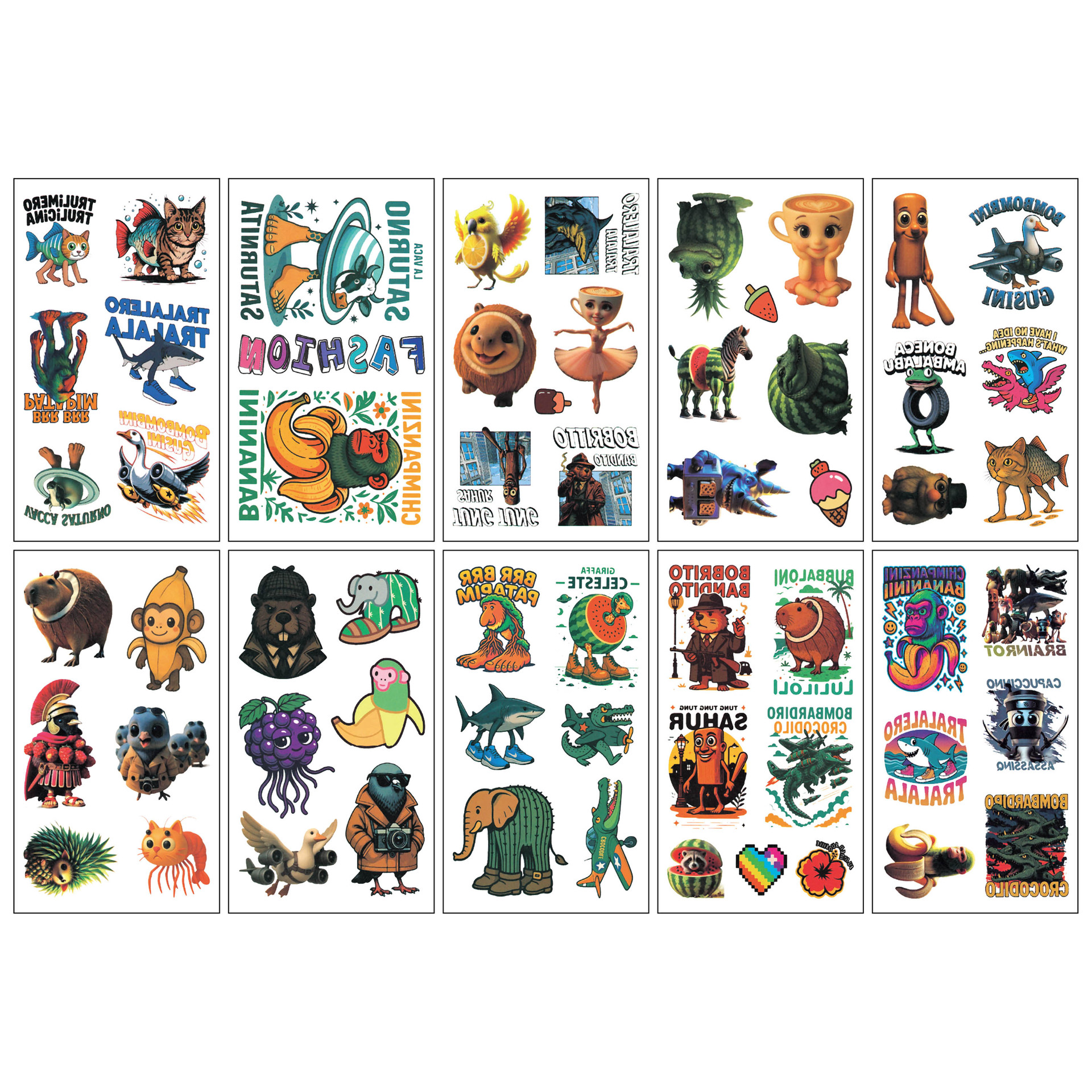 Cross-Border New Cartoon Mountain and Sea Scripture Tattoo Stickers for Children's Cute Party Activities Temporary Arm and Face Tattoo Stickers