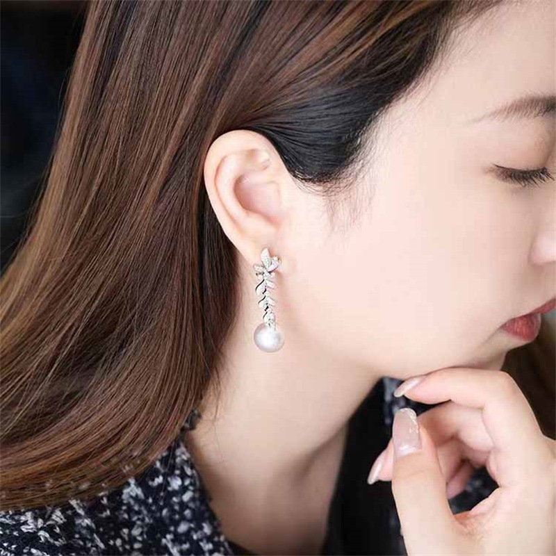 Fashionable Water Drop Elegant Pearl Earrings for Women, Pre-Wedding Bridal Earrings, Exquisite Elegant, Light Luxury and High-End Sense