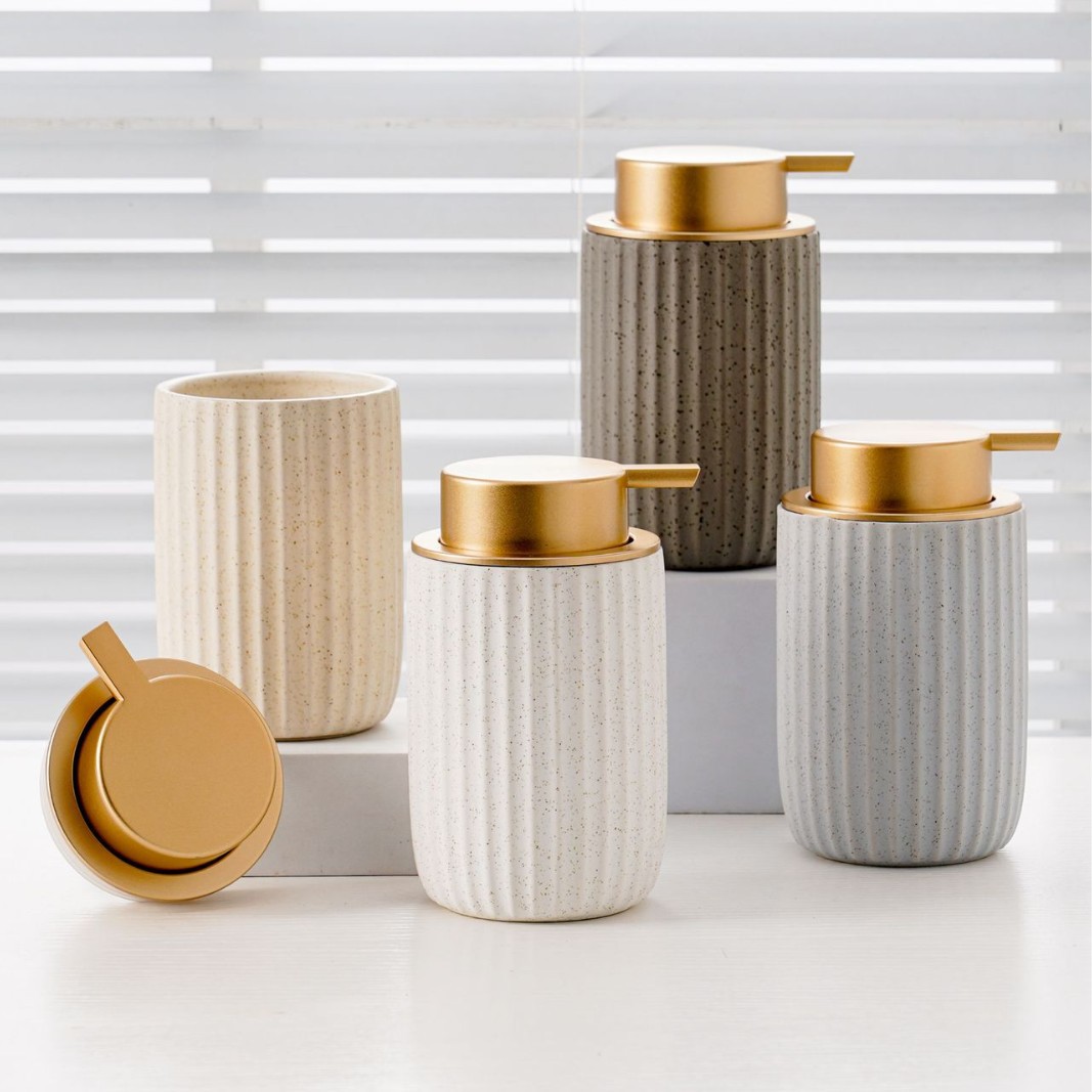 Cross-border Ceramic Bathroom Products Foaming Bottle Hand Sanitizer Bottled Lotion Bottle Mousse Bottle Large Capacity