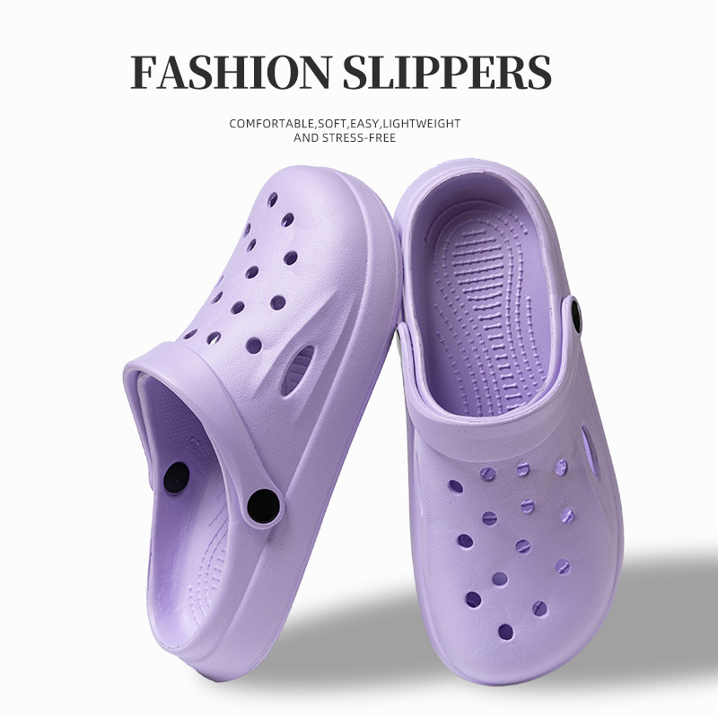 Cross-border Hole Shoes Garden Shoes Men's Summer Outer Wear Half-covered Toe Slippers Women's Thick-soled Couple Non-slip Beach Shoes
