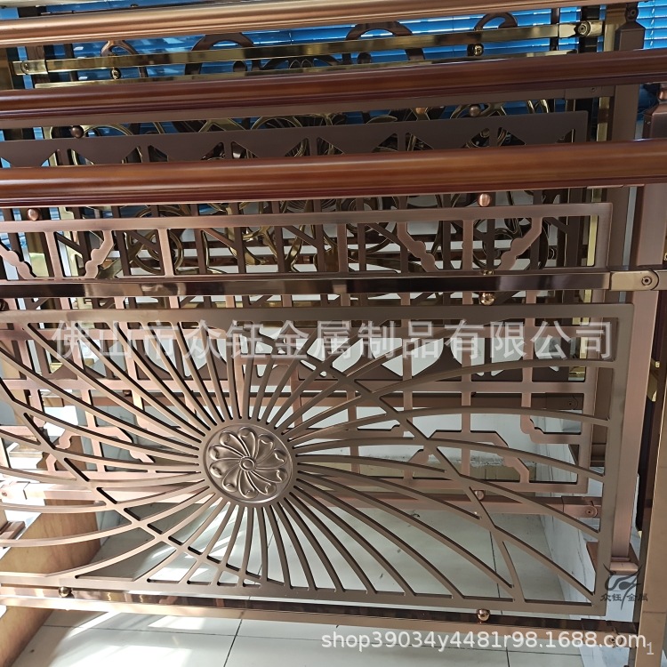 大厦办公写字楼新中式金属楼梯栏杆不锈钢铝合金扶手