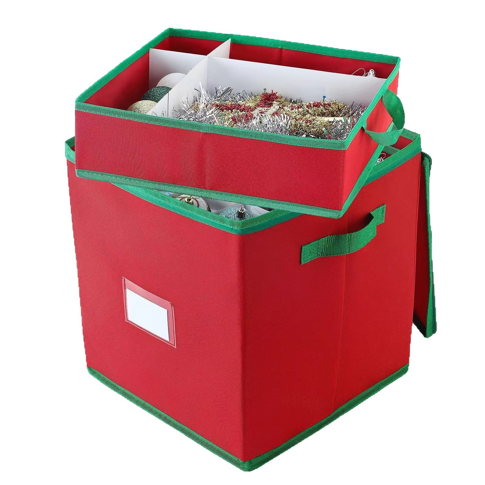 In stock cross-border e-commerce 4-layer 64-grid red non-woven corrugated cardboard Christmas colorful ball Christmas jewelry storage box