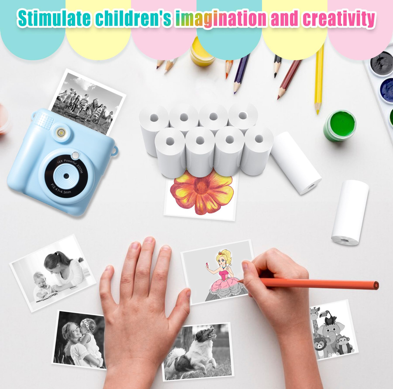 Special Photo Paper for Kidsren's Cameras Meow Machine Three-Proof Thermal Paper 57X25 Kidsren's Polaroid Self-Adhesive Three-Proof Paper