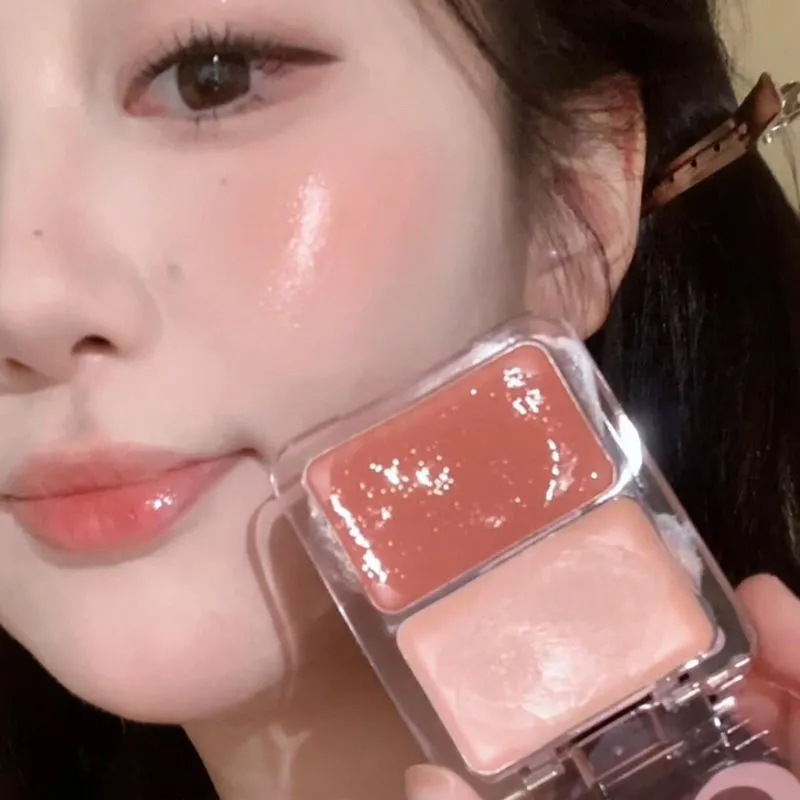 Mgl Vitality Water-Glow Two-Tone Blush Cream Natural Brightening Three-Dimensional Blush Palette for Eyes and Cheeks Vitality Color-Rich Blush
