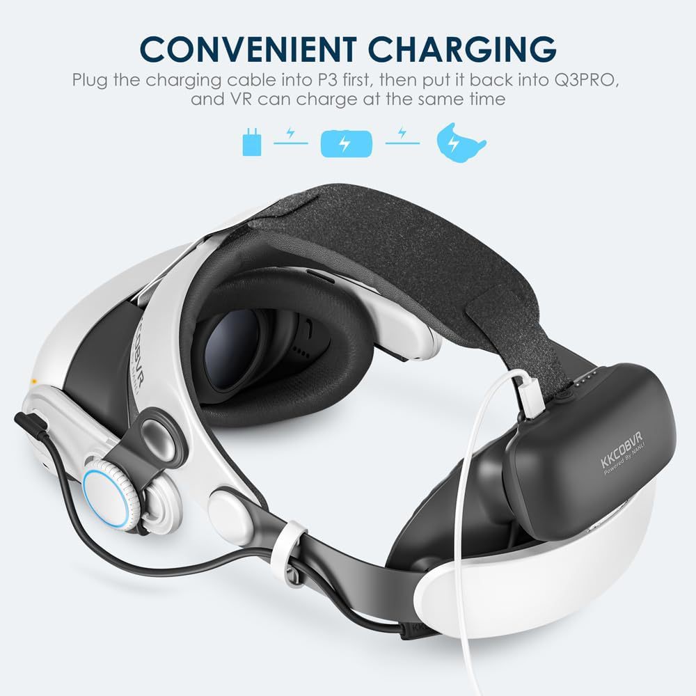 Kkcobvr Q3Pro Is Suitable for Quest3 Charging Head-Mounted Magnetic 10000 Mah Halo Essence British Head-Mounted
