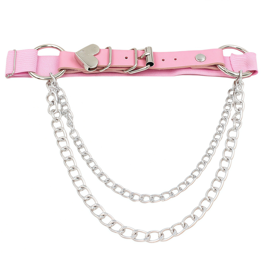 Eco-Friendly Pu Leather European and American Punk Gothic Style Pu Leather Irregular Garter Belt Heart-Shaped Chain Elastic Leg Ring