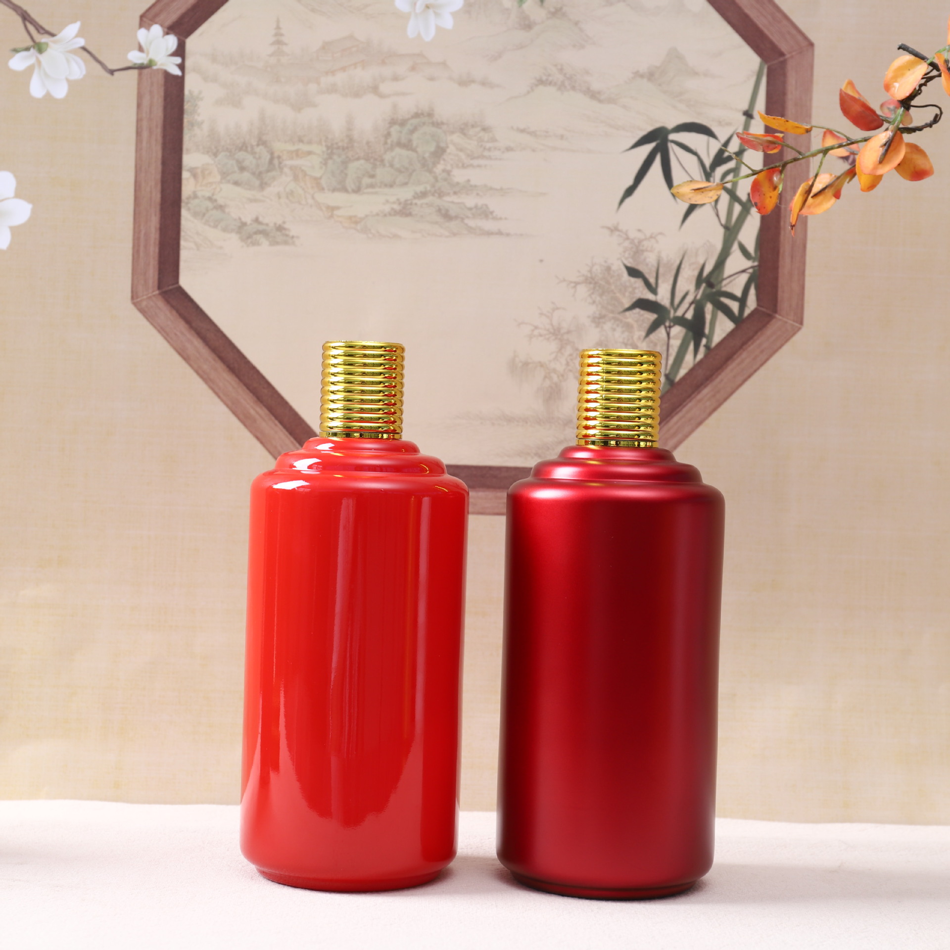 Factory in stock wholesale one catty empty wine bottle 500ml glass wine bottle maotai town imitation ceramic liquor bottle full set