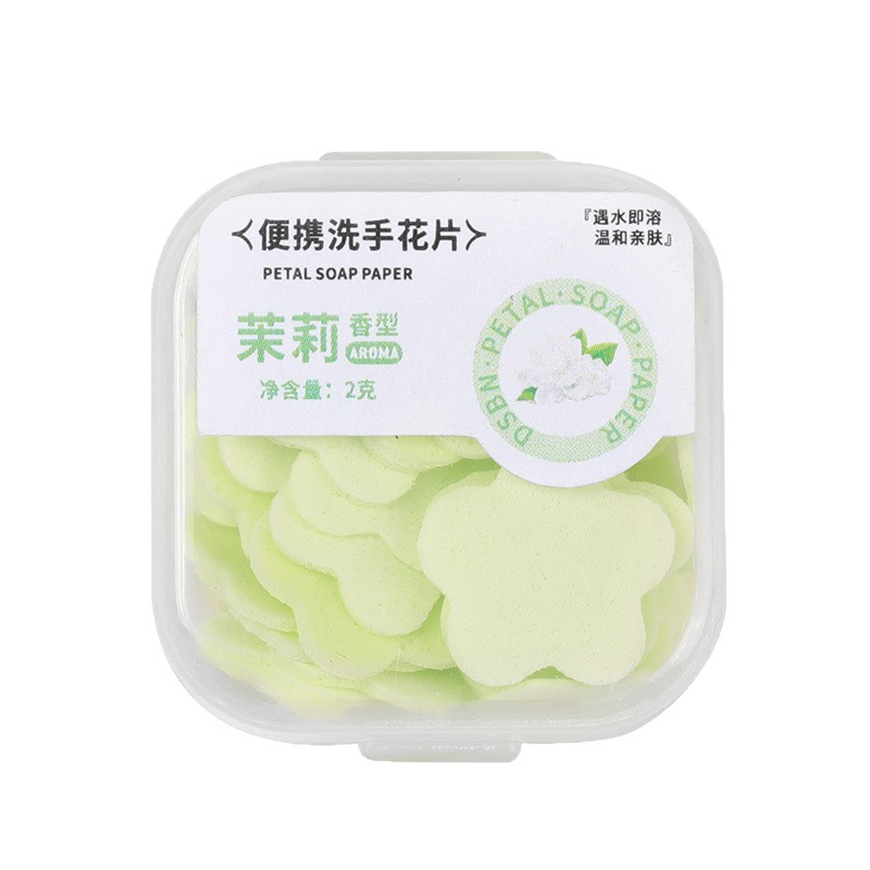 Portable Hand Soap Paper Soap Paper for Students and Kidsren Disposable Travel Mini Petal Soap Flakes Box