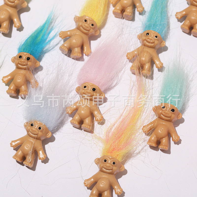 Furry Doll Magic Elf Doll Gradient Colorful Long Hair Ugly Baby Furry Plastic Doll Foreign Trade Cross-Border E-Commerce