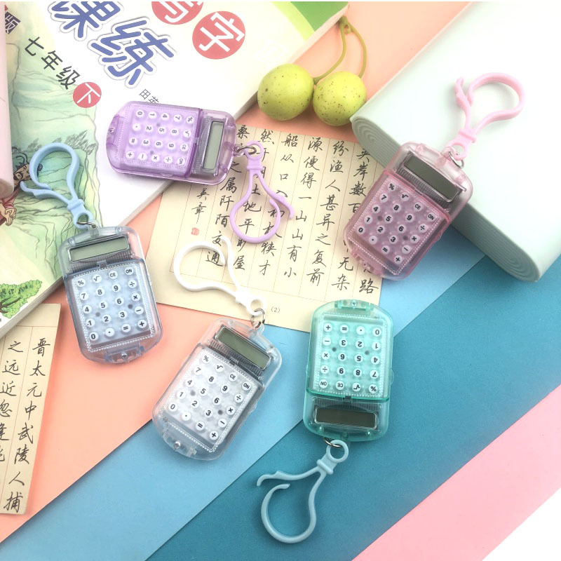 Мини-калькулятор, прозрачный, с ключом, компактный, портативный, для студентов