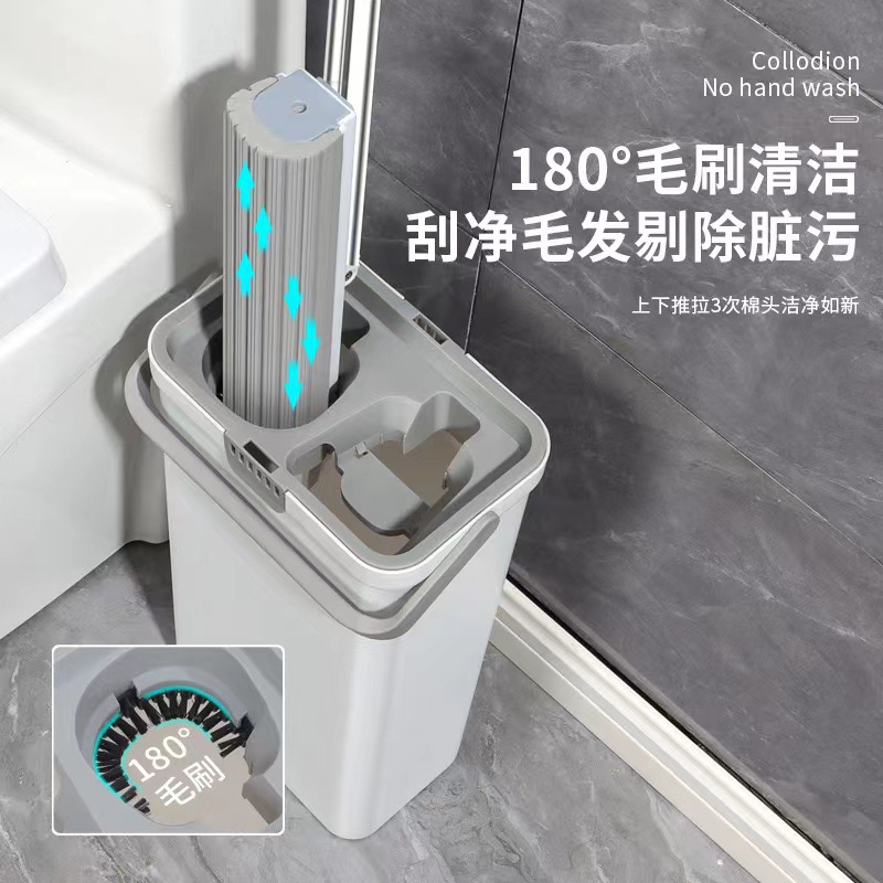 New Hand-free Sponge Scraping Mop Bucket Household Gift Mop Set Internet Celebrity Lazy Mop Artifact