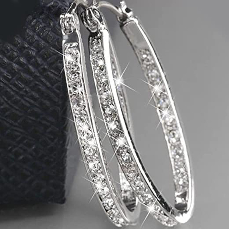 Cross-border selling Korean version of simple round diamond temperament shine high design ear buckle earrings manufacturers wholesale