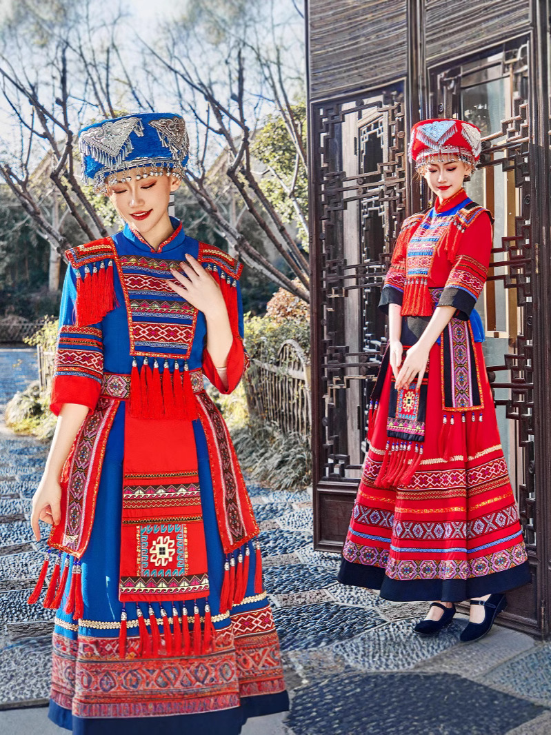 New Guangxi Zhuang Zhuang Brocade March 3Rd Minority Dance Performance Costumes Female Adult Stage Performance Costumes