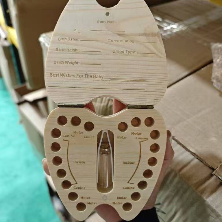 Шкатулка для молочных зубов с волосиками, деревянная шкатулка для хранения молочных зубов и пуповины, сувенир для новорожденного