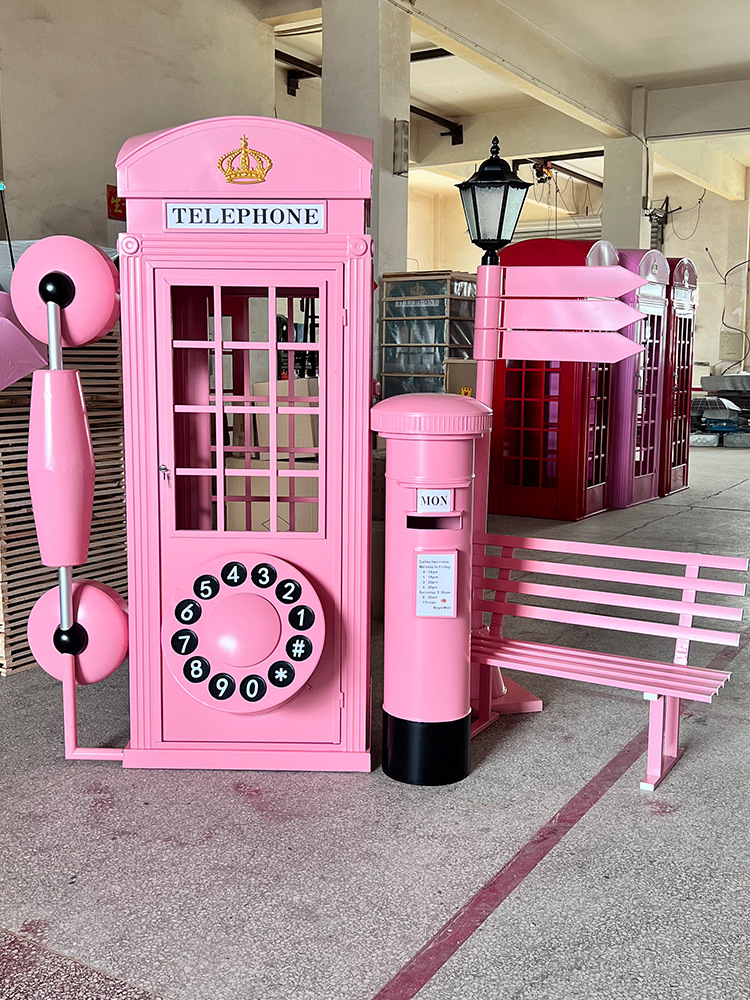 Wrought Iron Telephone Booth, Book Booth, Internet Celebrity Set, Wind Vane, Mailbox, Outdoor Waterproof Ornaments, Soft Decoration Props