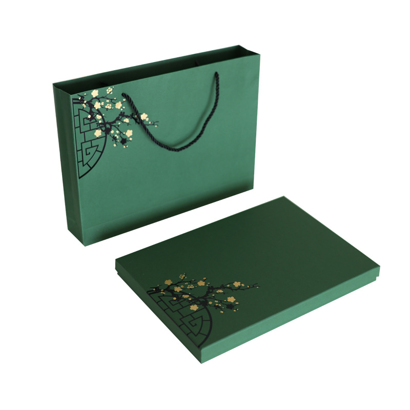 Dark Green Retro Cashmere Scarf Gift Box Shawl Silk Scarf Packaging Box Empty Box Heaven and Earth Cover Cheongsam Gift Box Wholesale