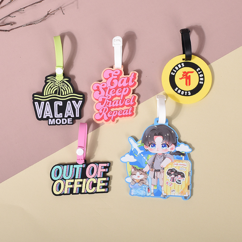Pvc Luggage Tag Customized Anti-Lost Soft Plastic Luggage Tag Cartoon Drip Plastic Aviation Checked Luggage Tag