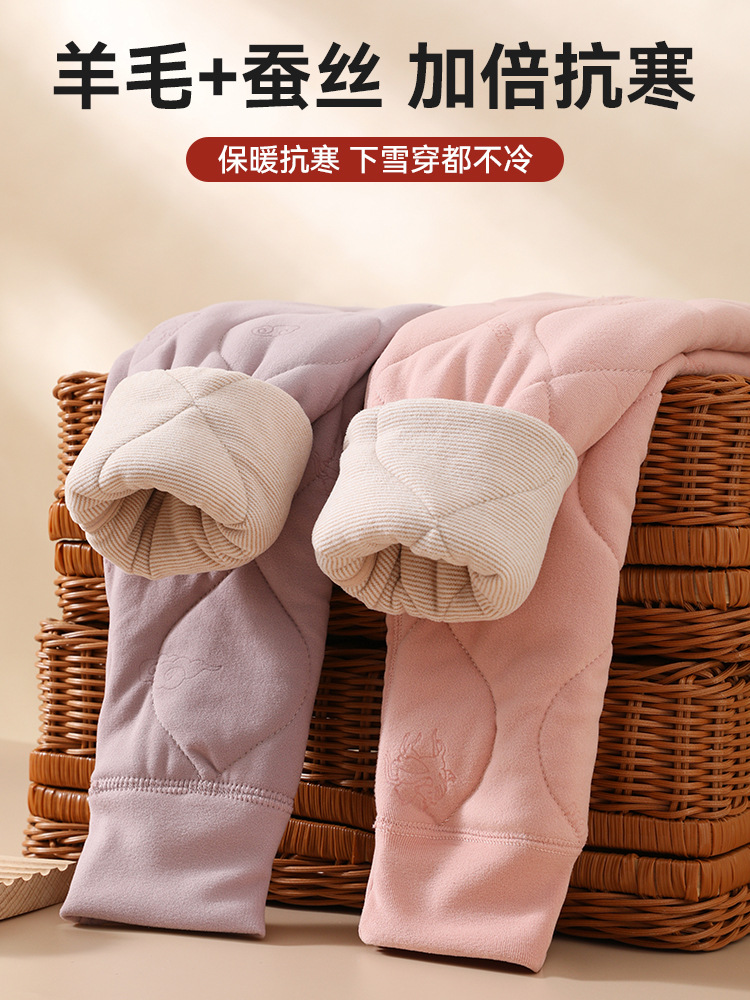 Autumn and Winter Children's Warm Pants Boys and Girls Wear School Uniform Artifact Large Children's Cotton Pants Student fleece-lined Thickened Autumn Pants