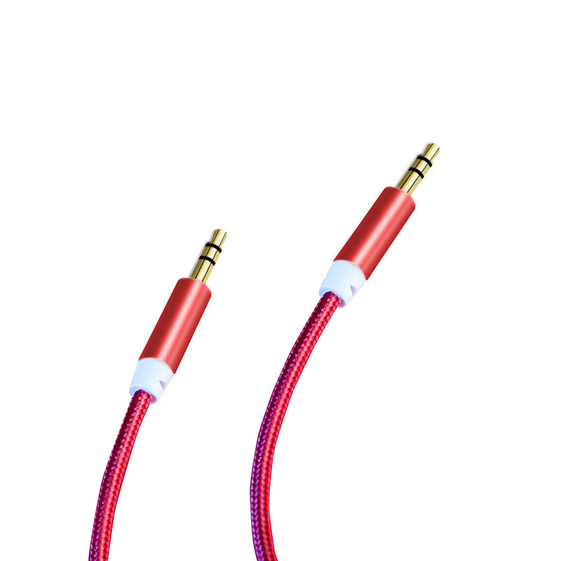 Factory Direct 1-3 m six-color nylon braided aluminum alloy connection audio phone headset aux3.5 audio cable