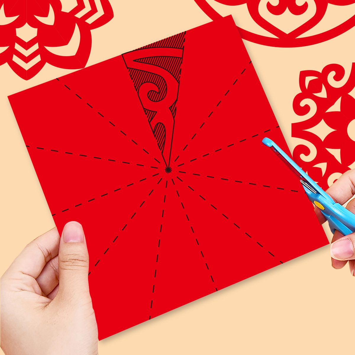 Children's Handmade Window Decorations Paper-Cutting 2026 New Year's Day Spring Festival Chinese Style New Year Origami Kindergarten DIY Materials