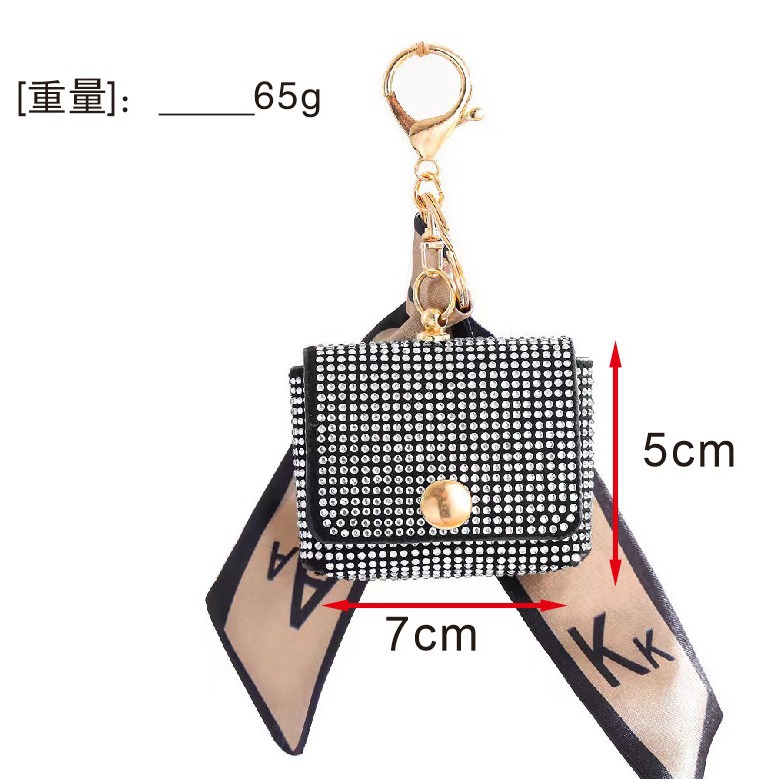 2024 New Fashion Coin purse Diamond-embedded mini bag keychain pendant silk scarf earphone ear cable bag