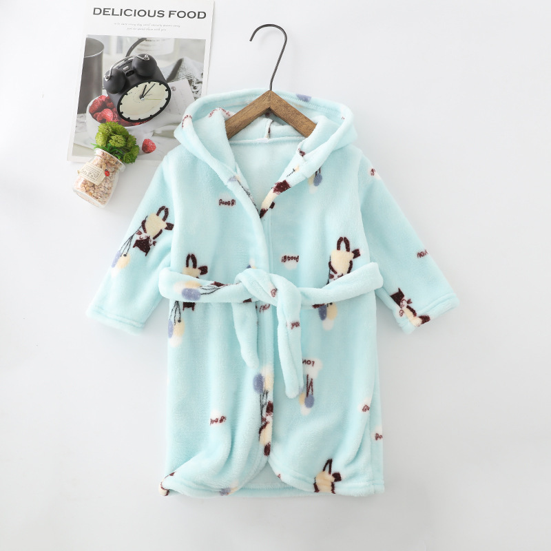 Children's Clothing 2026 Autumn and Winter Children's Full-Print Flannel Bathrobe Thickened for Small and Medium-Sized Children Boys and Girls Trendy Sleepwear