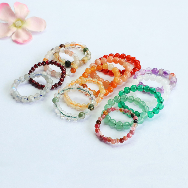 Guan Yu Natural Amethyst Braided Plain Ring Agate Elastic Ring Live Broadcast Temple Wholesale S5082601