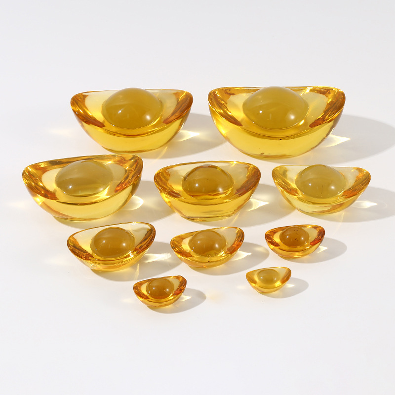 Coloured Glass Yuanbao Luckful Yuanbao Crystal Ornaments Crafts Home Decorations Opening Housewarming Wedding Gifts