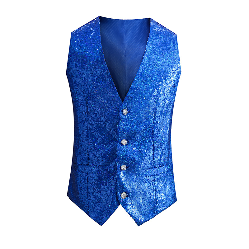 Sexy Export Sequin Vest Men's Performance Clothing Stage Performance Host Chorus Nightclub Sequin Vest Waistcoat