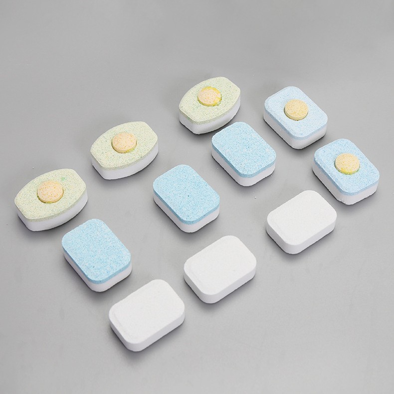 Cross-Border Temu Tiktok Dishwashing Block Cleaning Tablets Dishwasher Special Effervescent Tablets Three-In-One Tableware Washing Block
