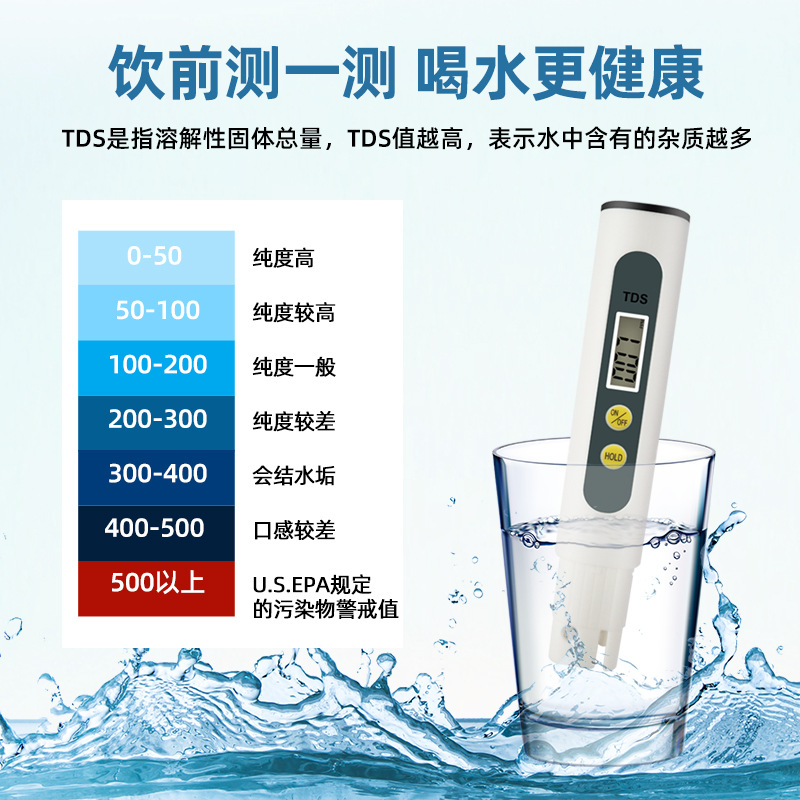 Foreign Trade Popular Tds Pen Water Quality Test Pen Household Water Test Pen Tds Test Pen Spot Tds Water Quality Testing Pen