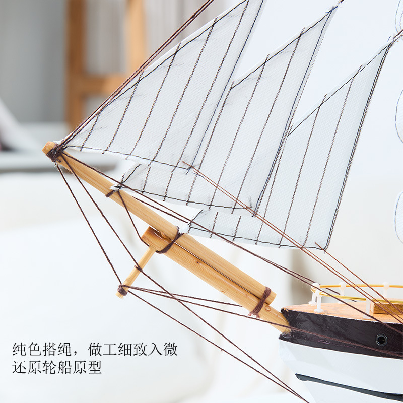 Solid Wood Smooth Sailing Sailboat Model Ornaments Retro Style High-End Desktop Boss Leadership Promotion Office Gifts