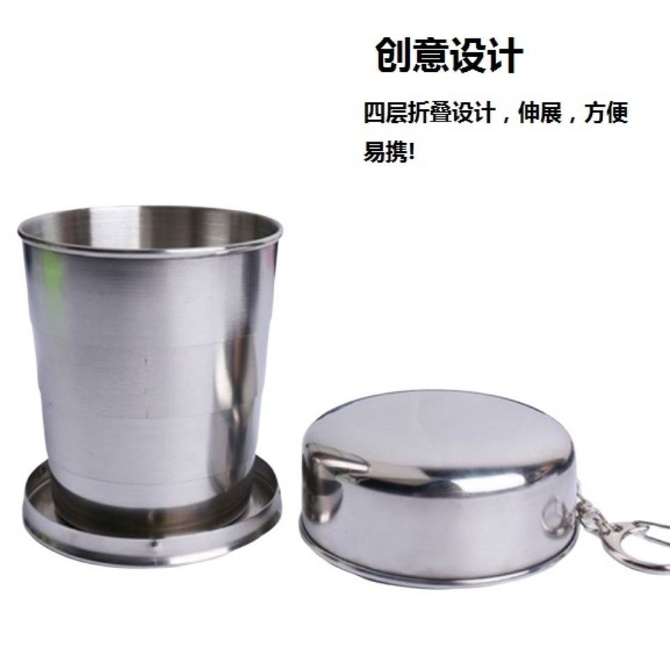 Folding Cup Stainless Steel Camping Portable Telescopic Cup Outdoor Travel Portable Water Cup Creative Popular Mini Wine Cup