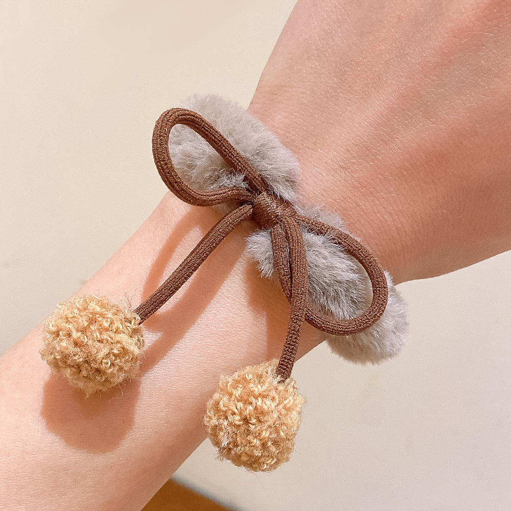 Autumn and winter New Plush Hair ball hair rope tie hair rubber band female Korean style high elasticity does not hurt hair hair rope cute hair accessories