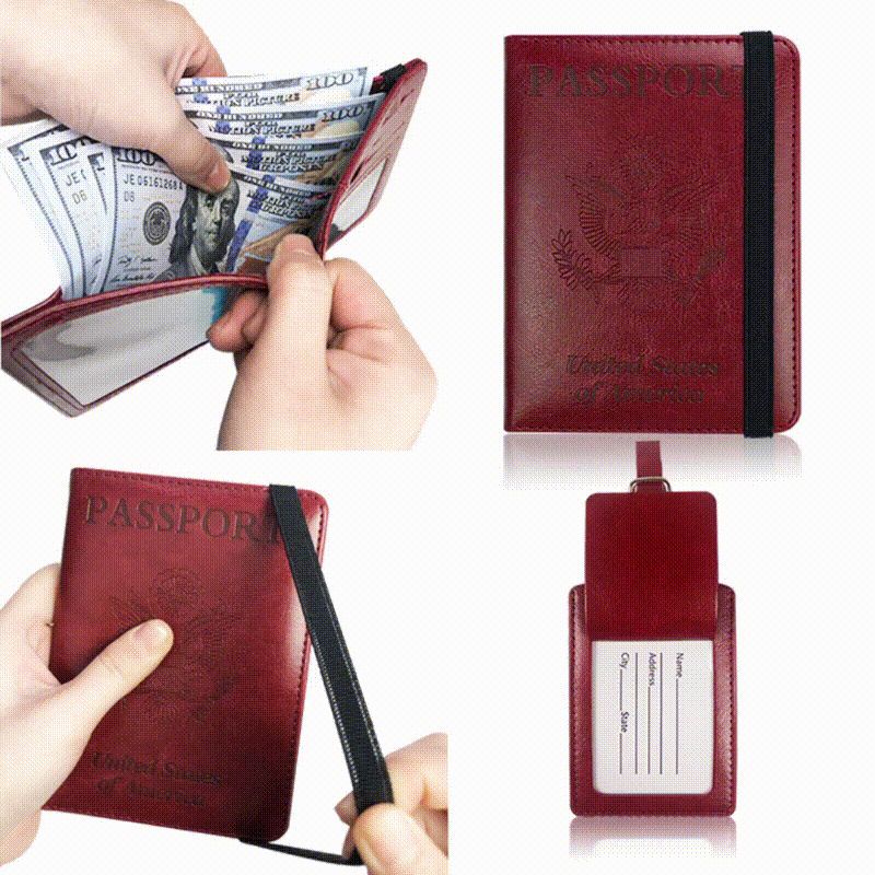 Customized Multifunctional American Passport Strap Passport Protective Cover Dollar Bill Holder Vaccine Card Holder Passport Holder Oem