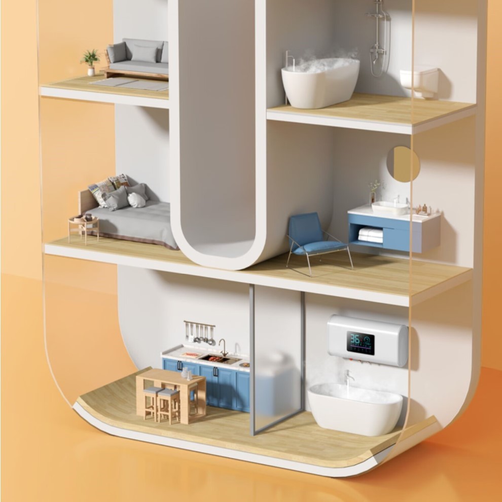 Xinfei Electric Water Heater Flat Barrel Fast Heating Remote Control Double-Gallon Water Heater Household 60 Water Storage Type Water Outlet Power Outage Safety