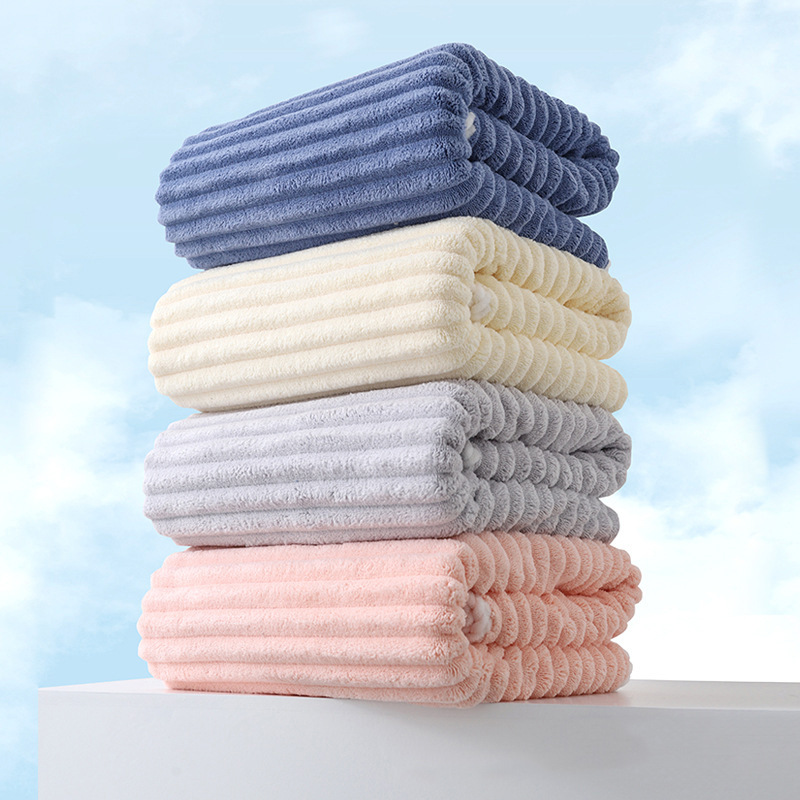 Candy Strip Towel Bath Towel Three-Piece Set Soft Water Absorbent Bath Cap Quick-Drying Not Easy to Lose Hair Bath Household suit