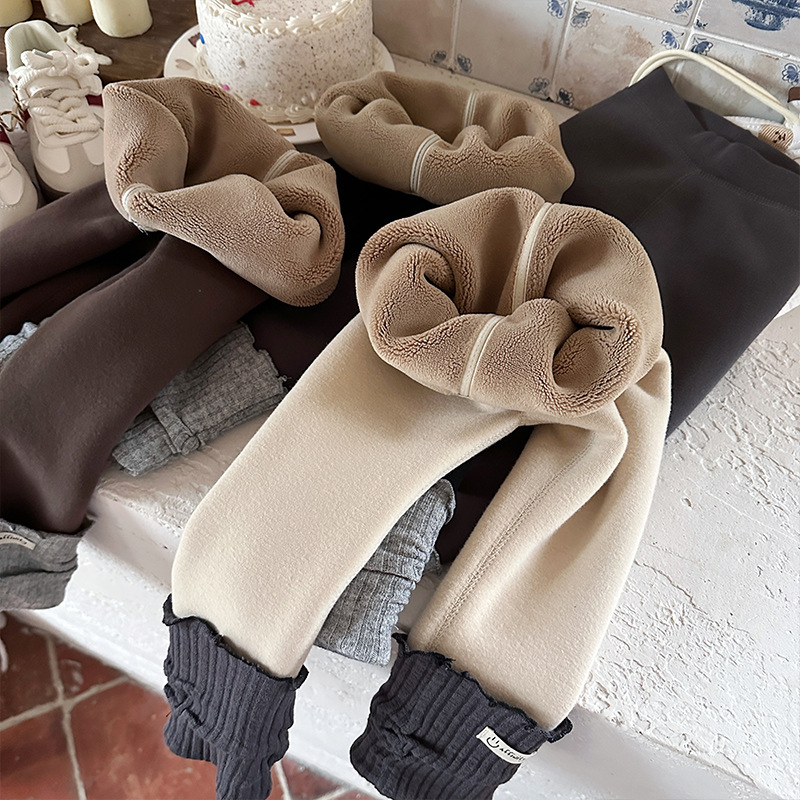 Xie Jinmao Children's Clothing Girls' Fleece-Lined Thick Leggings A-Class Autumn and Winter New Children's Integrated Fleece Pants for Outerwear Long Pants