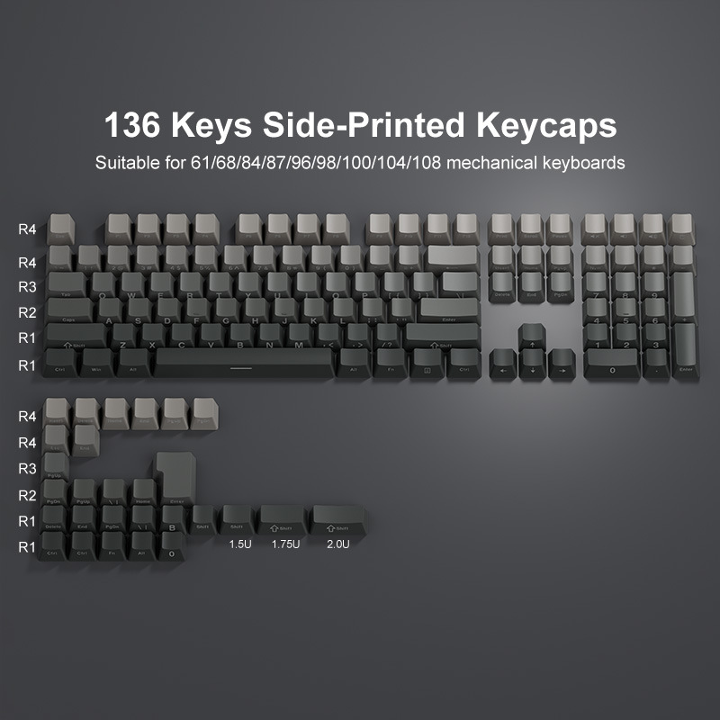 Womier Keycap Pbt Side Engraved Translucent Character Keycap Cherry Height Two-Color Injection Molding Process
