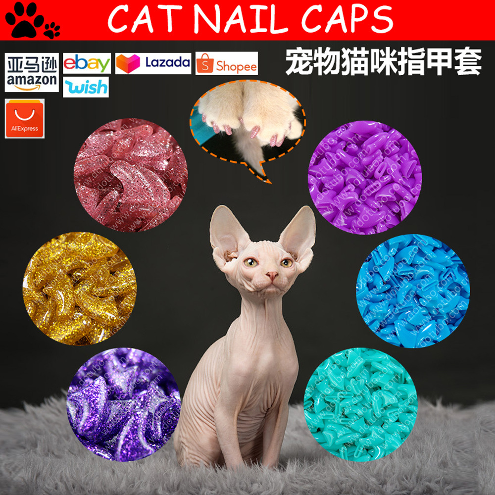 Cat Nail Caps Pet Nail Covers Cat Nail Claw Covers 20 Pack Free Glue Amazon Temu Tk
