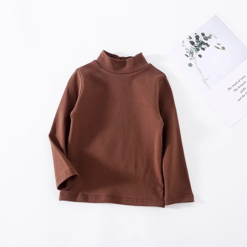 Children's German Velvet Half Turtleneck Bottoming Shirt with Neckline to Heattech Baby Autumn and Winter Long-Sleeved T-Shirt Top Autumn Clothing Outer Wear