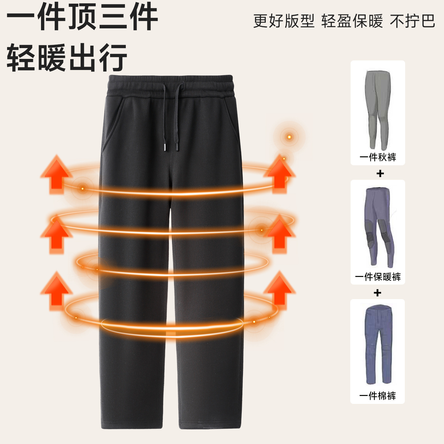 【Three-Proof】Autumn and Winter Wool Silk Fleece-Lined Thickened Windproof Pants Men's Casual Loose Straight-Leg Sports Sweatpants