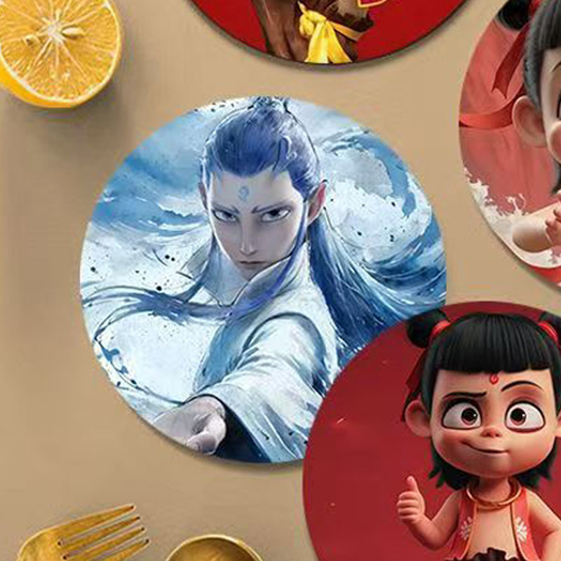 Customized Nezha Peripheral Cartoon Funny Pvc Coaster Kitchen Meal Pot Mat Clear Bar Office Desk Waterproof Soft Rubber Mat