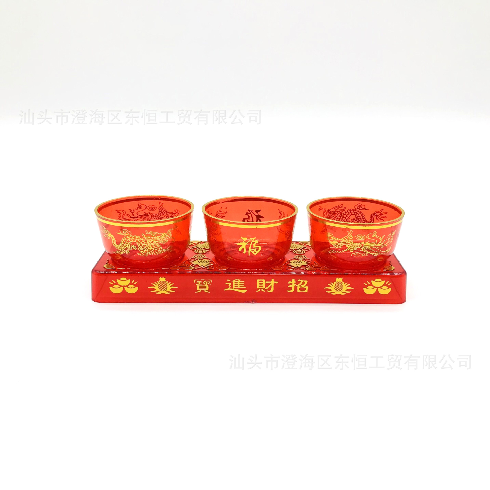 Longfeng Sanlian Red Set Cup Buddha Front Ornaments Buddha Supplies Source Factory Direct Approval Dongheng DH-2101