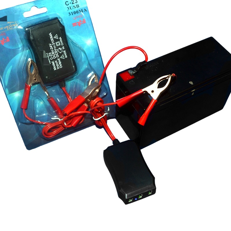 Mobile phone clip charger three U clip mobile phone charger DC emergency charge one drag three in stock