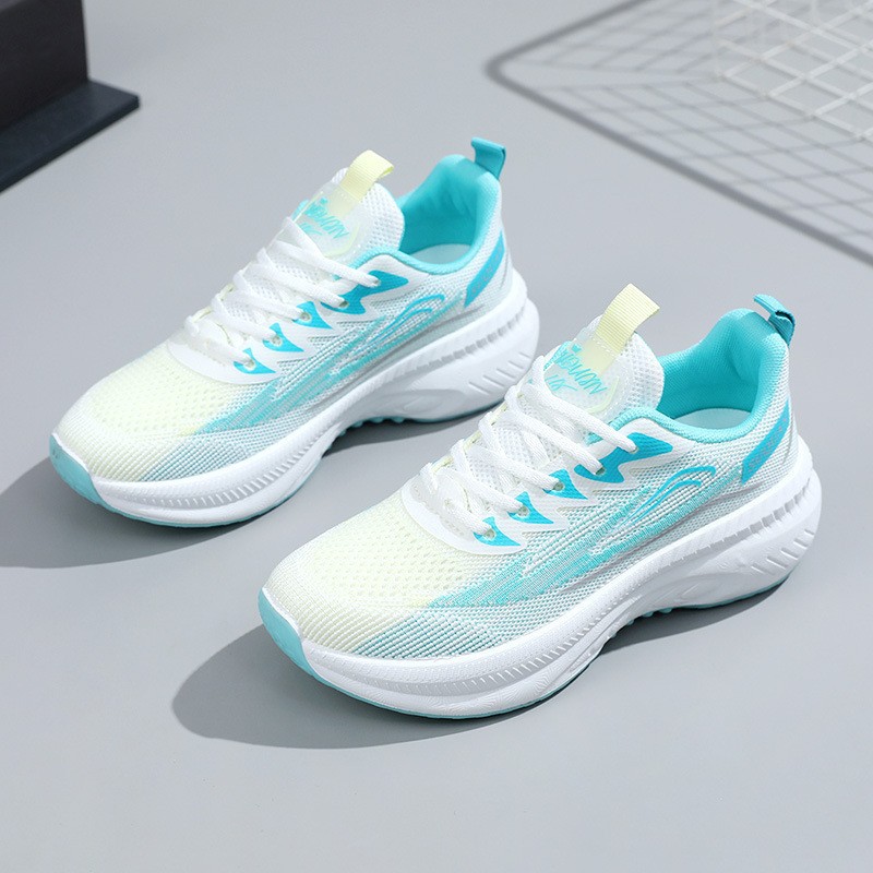 Women's White Sneakers Spring Export Wholesale Thick-Soled Lightweight Running Shoes Fashionable Trendy Breathable Women's Sports Shoes