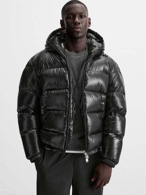 Cotton-Padded Jacket Men's Classy Cold-Proof Cotton Outwear Hooded Cotton Sports Jacket Solid Color Classy European and American Cross-Border Men's Clothing