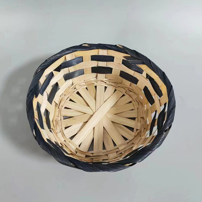 Hand-woven disposable smoothie bowl holder French fries biscuit bamboo basket snack stall barbecue bamboo small bowl color basket
